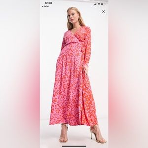 RED/PINK LEOPARD WRAP DRESS
